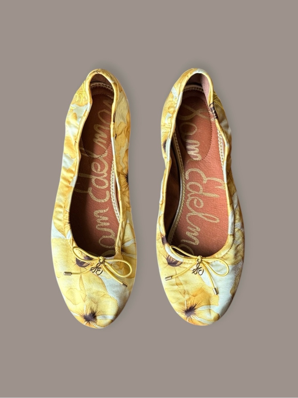 Sam Edelman Yellow Floral Bow Ballet Flats
